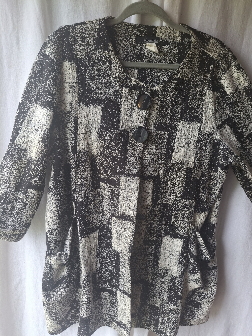 Noonday Collection Black & White Patterned Tunic with Button Detail